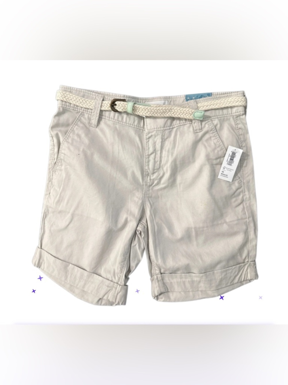 NWT-10 old navy Classic Women's Cotton Chino Shorts in Light Beige